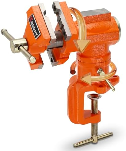 Bench Vise, 360° Swivel Clamp-On Bench Vise for Woodworking, Metalworking