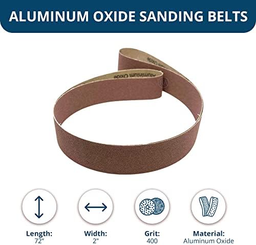 Benchmark Abrasives 2” x 72” Inch Sanding Belts with Aluminum Oxide Sand Paper for Metal Grinding, Sanding, Knife Polishing, Surface Blending Belt Sander Paper Belt for Woodworking (6 Pack),400 Grit