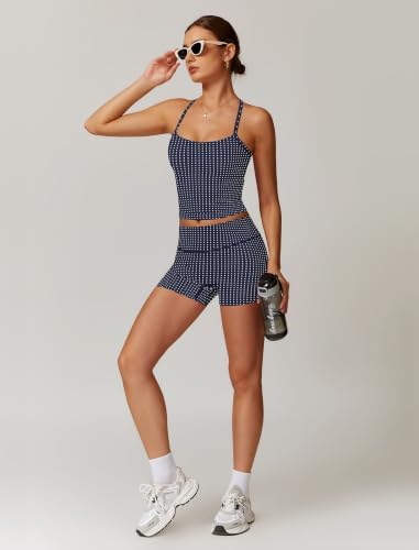 QBGJTD Two Piece Workout Sets For Women Tank Top Matching High Waist Booty Lifting Shorts Gym Yoga Active Wear Outfits