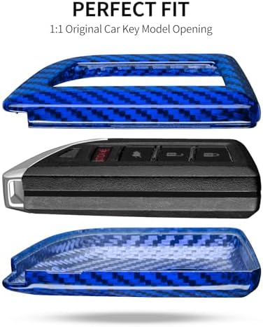 T-carbon Key Fob Cover Compatible With Acura MDX 2025 4 Buttons Accessories,Glass Fiber Key Fob Case With Keychain Fits Acura RDX RLX NSX ILX TLX TLX-L CDX 2022 2023 2024 Smart Remote Keyless Blue