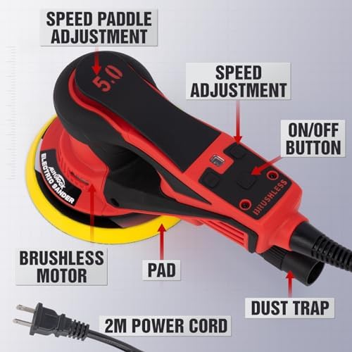 Autolock 350W Electric Random Orbital Sander with 5 & 6 Inch pads 1pcs