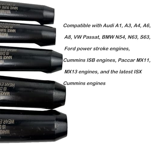 12090 Diesel Fuel Line Socket Set, 5PCS Fuel Injection Flare Nut Socket, 17mm 19mm 21mm 22mm 24mm 3/8" Drive Fuel Line Flare Tool for Audi VW BMW Ford Cummins Engines