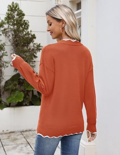 Zeagoo Women's 2026 Fall V Neck Sweater Long Sleeve Lightweight Knit Tops