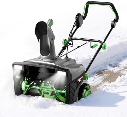 WORKPROX 20 Inch Corded Electric Snow Blower with LED Lights, 15 Amp