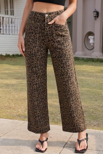 Cicy Bell Womens Cropped Wide Leg Jeans High Waisted Baggy Denim Ankle Pant