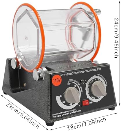 Jewelry Tumbler Polisher Electric Rotary Tumbler Machine with 0-60 Minutes Timer, 5 Speeds Jewelry Polishing Machine for Jewelry Polishing Grinding