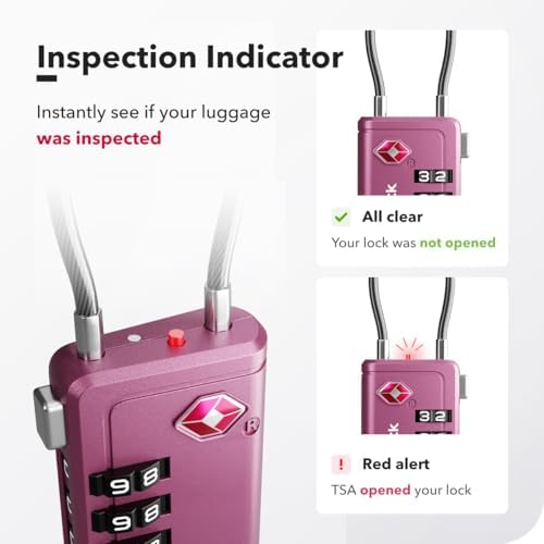 TSA Approved Luggage Locks, Travel Locks with Inspection Indicator