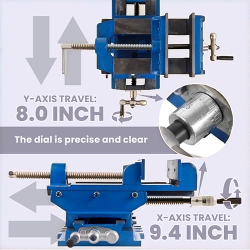 6" Jaw Width Cross Slide Drill Press Vise Heavy Duty Cast Iron 2 Way X-Y Axis Bench Milling Vise with Adjustable Tightness Track 6 Inch Max Opening Workholding Device for Workshop DIY