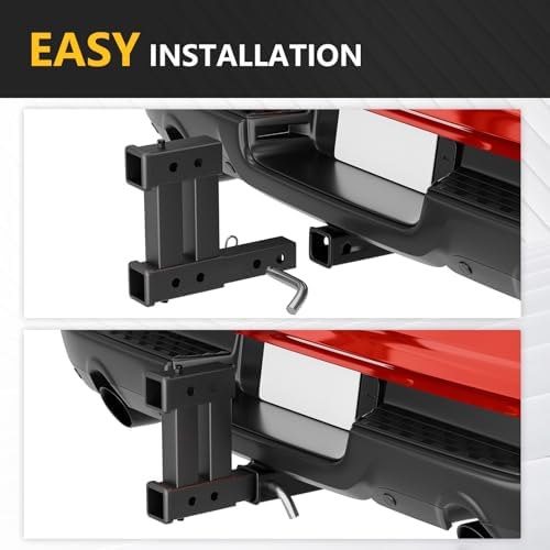 YZONA Tow Hitch 2 Inch, Dual Hitch Extender, Drop-Rise Trailer Hitch Adapter Extension, 4000 LBS Capacity Double Receiver Extender Fits Standard 2" Class III & IV Receivers for Cargo Carrier Bike