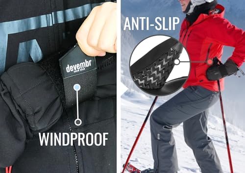 devembr Advanced Snowboarding Mittens with Wrist Guards & Removable Liners