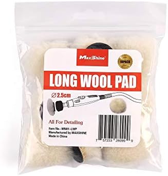 Maxshine Universal 10 Pieces MN01 Mini Polisher and Accessories - 2.5cm (0.98”) Long Wool Pads, Perfect for Buffing & Polishing Small Areas, Ideal for Professional Car Detailing