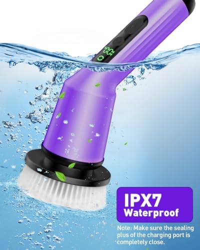 Electric Spin Scrubber for Cleaning Bathroom, Shower Scrubber Cordless Cleaning Brush with IPX7 Waterproof & 2 Speed, 3 Brush Heads, Bathroom Cleaning Supplies for Shower Tub Kitchen Tile Toilet