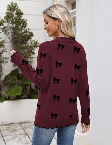 Zeagoo Women's 2026 Fall V Neck Sweater Long Sleeve Lightweight Knit Tops