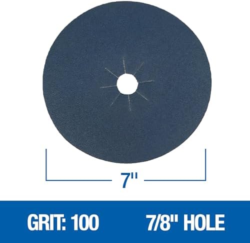 Mercer Industries 410100 Zirconia Cloth Floor Sanding Edger Discs, 7" x 7/8" Hole, Grit 100X (25 pack)