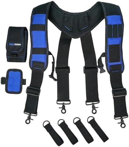 MELOTOUGH Magnetic Tool Belt Suspenders with Magnetic WristBand for Work Belt Padded Suspenders Constrcution
