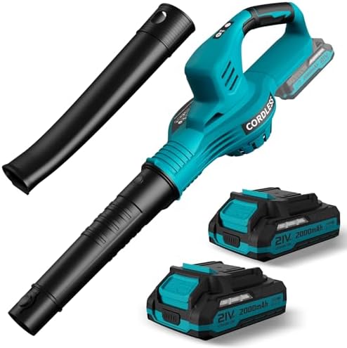 Leaf Blower Cordless 21V Electric with 2 Batteries and Charger Lightweight