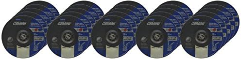 Norton Gemini Depressed Center Abrasive Wheel, Type 27, Aluminum Oxide, 3/8" Arbor, 4" Diameter x 1/8" Thickness (Pack of 25)