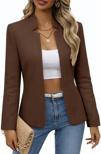 Mina Self 2026 Fall Women's Open Front Tweed Blazer,Plaid Fitted Jacket
