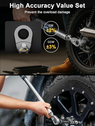 GROWNEER Digital Torque Wrench Set, 3/8" 2.2-44.3 Ft-lbs/3-60 Nm & 1/2'' 12.5-250.7 Ft-lbs/17-340 nm, Torque Wrench Digital Combo with Buzzer & LED Indicator, Bits & Sockets for Motor Car Repair