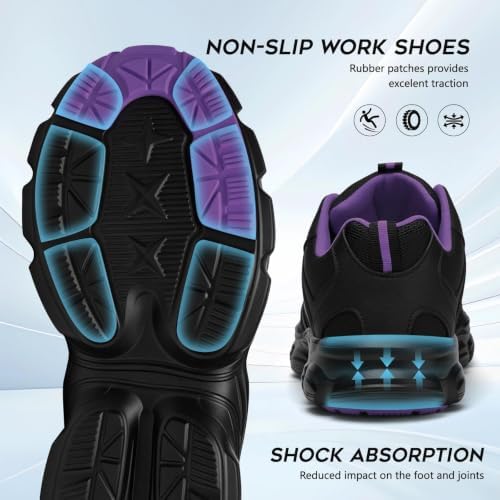 Hogent Steel Toe Shoes for Men Women - Non Slip & Lightweight Work Shoes