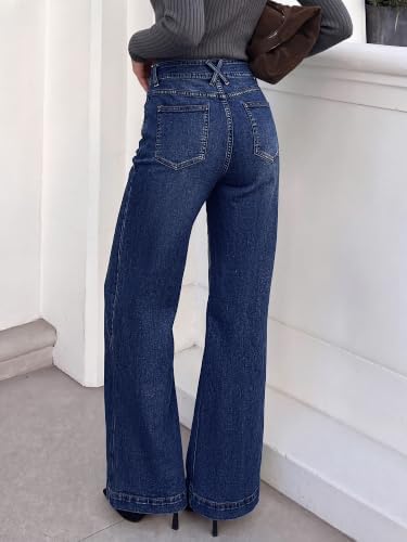 KIRUNDO Wide Leg Jeans for Women High Waisted Denim Pants