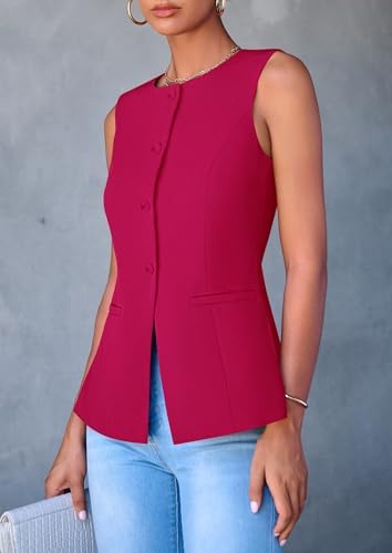 PRETTYGARDEN Women Tailored Suit Vest Business Casual Tops
