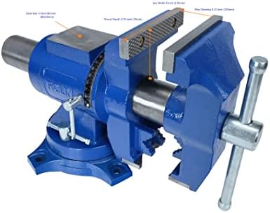 Rolin Vise 5 Inch Multi-Function Vises With Anvil Blue Bench Vise Heavy Duty Tools 360 Degree Swivel Base