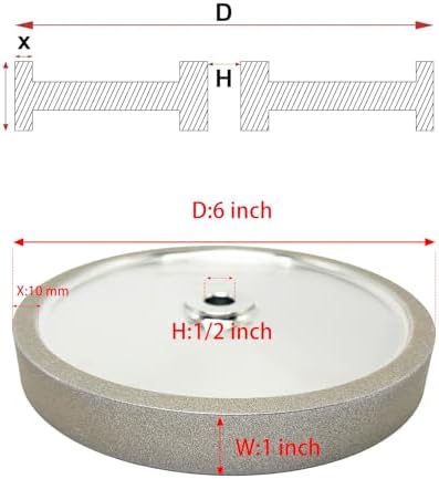 6 Inch CBN Grinding Wheel for Bench Grinder, 1/2" Arbor, 1" Wide, 320 Grit