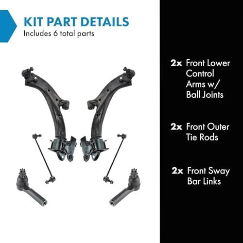 TRQ Front Steering & Suspension Kit Control Arm with Ball Joint Sway Bar