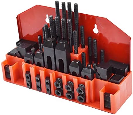 58 Pc 7/16 Inch T-Slot Hold Down Clamp Clamping Kit Mill Machinist Set Replacement for Bridgeport Milling Machine with Plastic Storage Box (3/8-16)