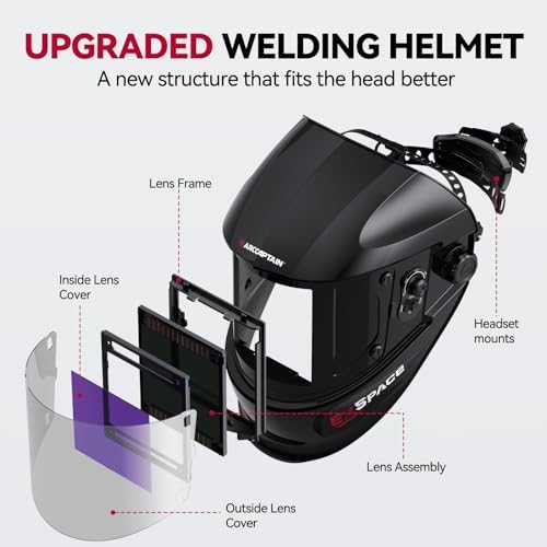 ARCCAPTAIN Welding Helmet, 3.94"×3.66" Auto Darkening Welding Hood