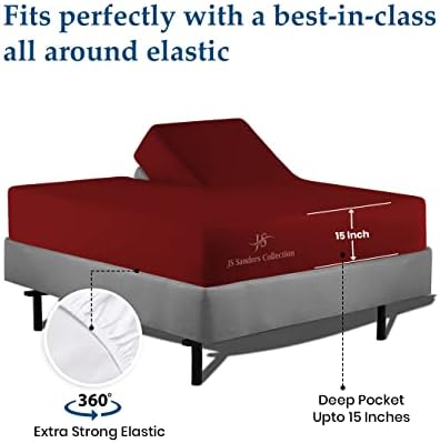 JS Sanders Collection Split Head Sheet Set King Size,Burgundy