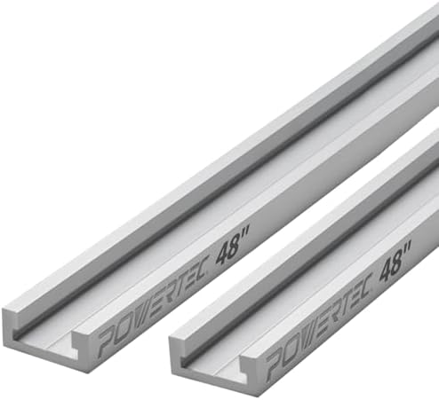 POWERTEC 48" Miter T Track for Router Table, Works With Table Saw Sled, Miter Gauge, Featherboard, Miter Bar, and other T Track Accessories for woodworking, 2PK (71167-P2)