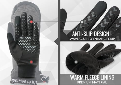 devembr Advanced Snowboarding Mittens with Wrist Guards & Removable Liners