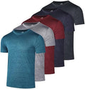 5 Pack Men's Dry Fit Workout T Shirts Crew Neck Athletic Gym Running Tees