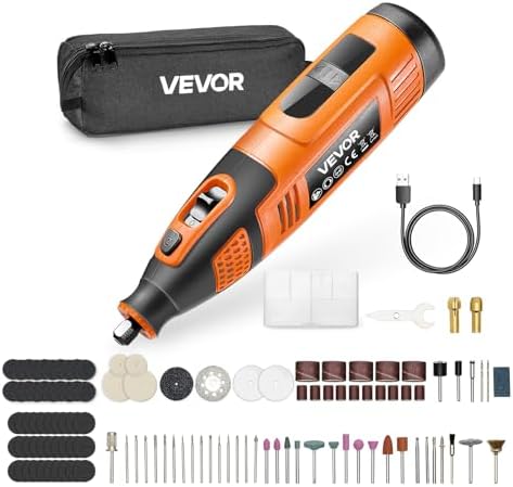 VEVOR 119-Piece Cordless Rotary Tool Kit, DC12V Portable Mini Power Rotary Tool, 28-Level Speed 5000-32000 RPM Multi-Purpose DIY Tools for Engraving, Sanding, Polishing, Carving, Cutting, DIY Crafts
