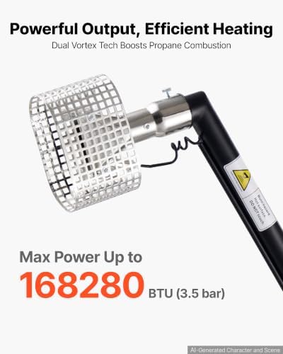 VEVOR Propane Heat Gun with 3FT Extension Pole Up to 168280 BTU Hot Air Gun