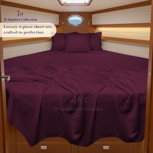 JS Sanders Collection 4PC Boat Sheet Set Universal XL V Berth, Wine