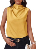 Cicy Bell Womens Mock Neck Satin Tank Tops Silky Business Casual Outfits