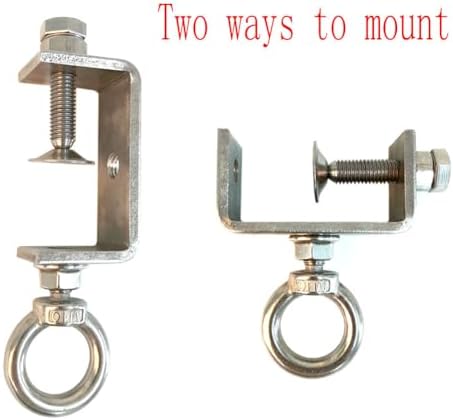 CHENGLONG 4Pcs Pipe Clamp Hooks; Metal Beam Clamp Hanger; 2Inch C Clamp Hook; Stainless Steel; Silver; Lockable Width 1.32"2.4"; Supports Up to 100 Pounds