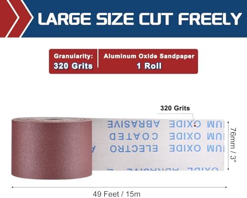 Sandpaper Roll 3Inch 49FT 320Grit Aluminum Oxide Emery Cloth Roll