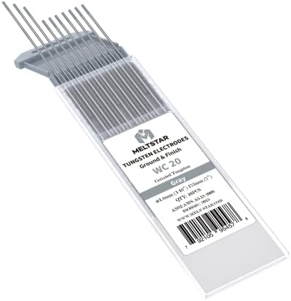 TIG Welding Cerium tungsten electrode 1/16” x 7” (Grey, WC20) 10-Pack