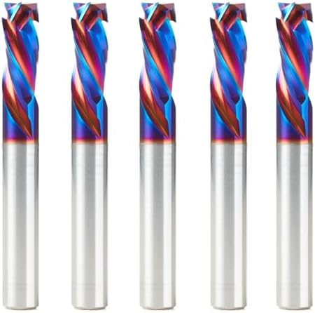 Amana Tool Spektra Extreme Tool Life Coated Solid Carbide CNC Compression Spiral Router Bit, 46011-K-5 5 Pack, 3/8 D x 7/8 CH x 3/8 Shk x 3 L 3 Fl
