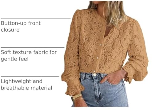 PRETTYGARDEN Women's Fall Trendy Long Sleeve Lace Tops