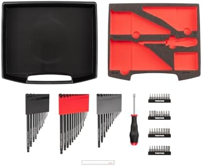 TEKTON L-Key and Bit Driver Set, 78-Piece | OLB94801 | 0.050 - 3/8 in., 1.3 - 10 mm, #1 - #3, T7 - T30, Stacking Organizer, Custom Foam