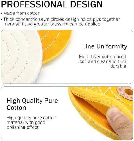 SCOTTCHEN 8inch Buffing Polishing Wheels 5/8" Arbor Hole,Soft/Fine/Medium for Bench Grinder-3PCS,with Buffing Polishing Cutting Compounds 7.4 Oz.Kit