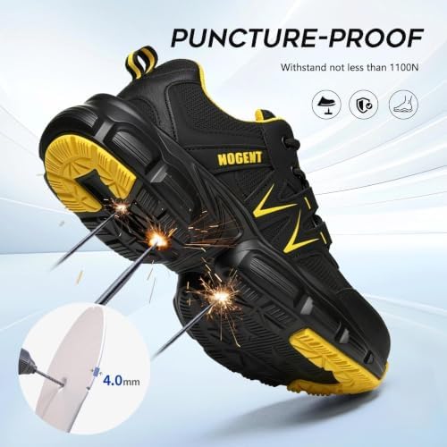 Hogent Steel Toe Shoes for Men Women - Non Slip & Lightweight Work Shoes