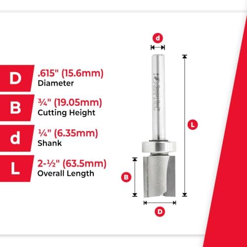 Amana Tool - 45478 Carbide Tipped Straight Plunge .615 Dia x 3/4 x 1/4" Shank with Upp
