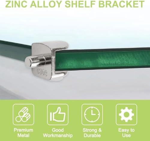 Adjustable Glass Shelf Bracket Pegs 40Pcs Zinc Alloy Frameless Glass Shelf Holder Half Round Cabinet Clamp with Pin Wall Mounted Clips for 4-8mm Glasses (Brushed White)