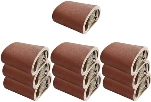 8x21 Inch 10Pcs Aluminum Oxide Sanding Belts, Each of 40/80/100/120/150 Grit 2Pcs, for Wood & Metal, Complete DIY Sanding Kit (10, 8x21 in-Mixed Grit)